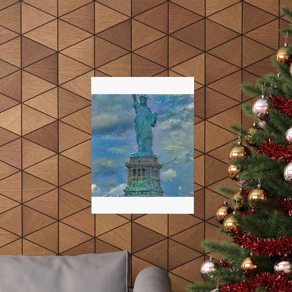 Statue Of Liberty in Water Lilies Style - Poster Print