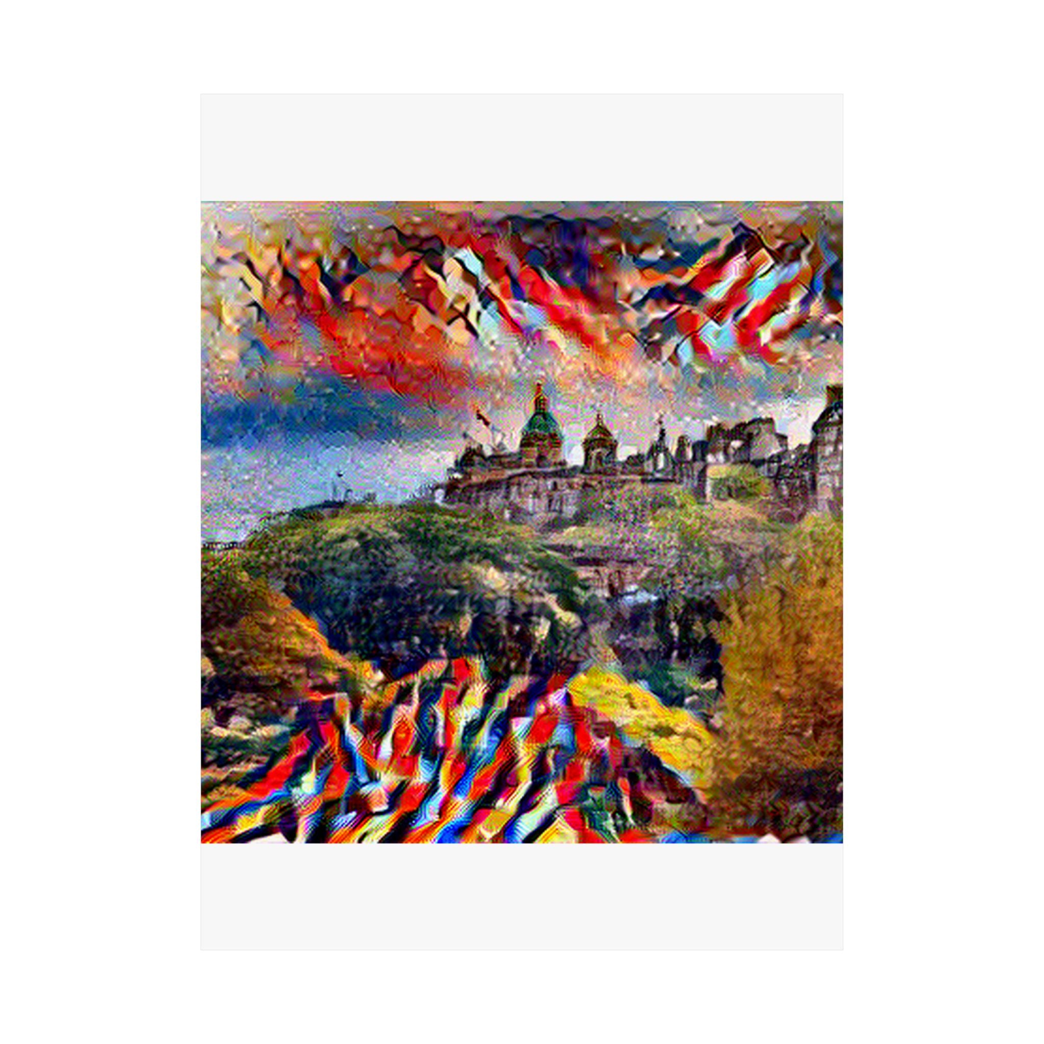 Edinburgh Old Town in Composition VII Style | Wassily Kandinsky Inspired Art