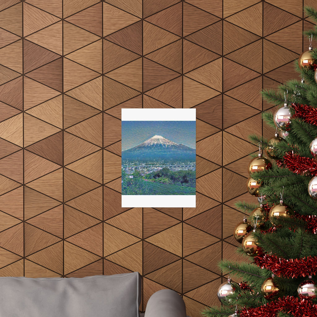 Mount Fuji in Water Lilies Style - Poster Print