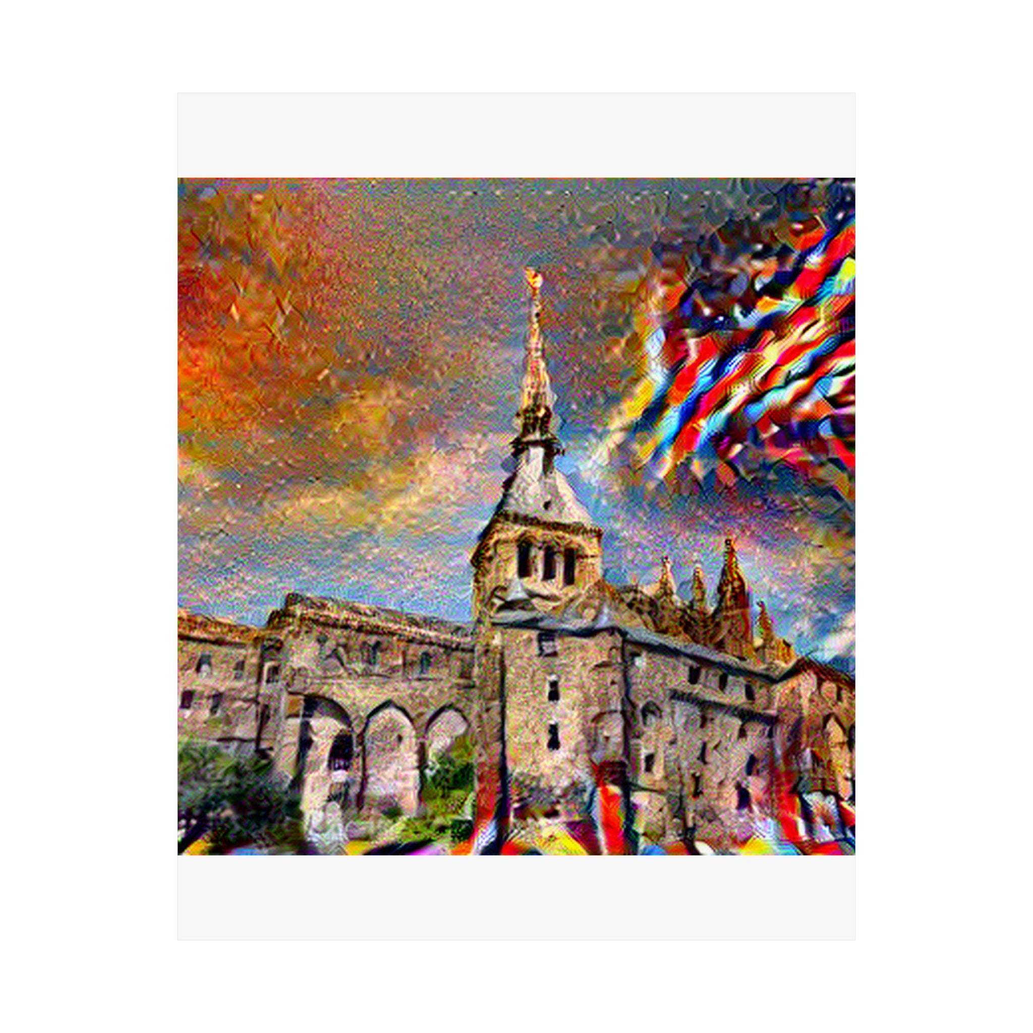 Mont Saint-Michel in Composition VII Style | Wassily Kandinsky Inspired Art