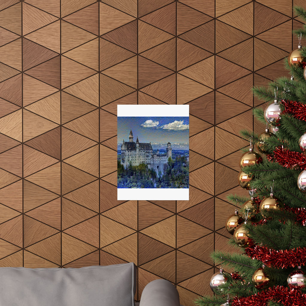 Neuschwanstein Castle in Starry Night Style | Vincent van Gogh Inspired Art