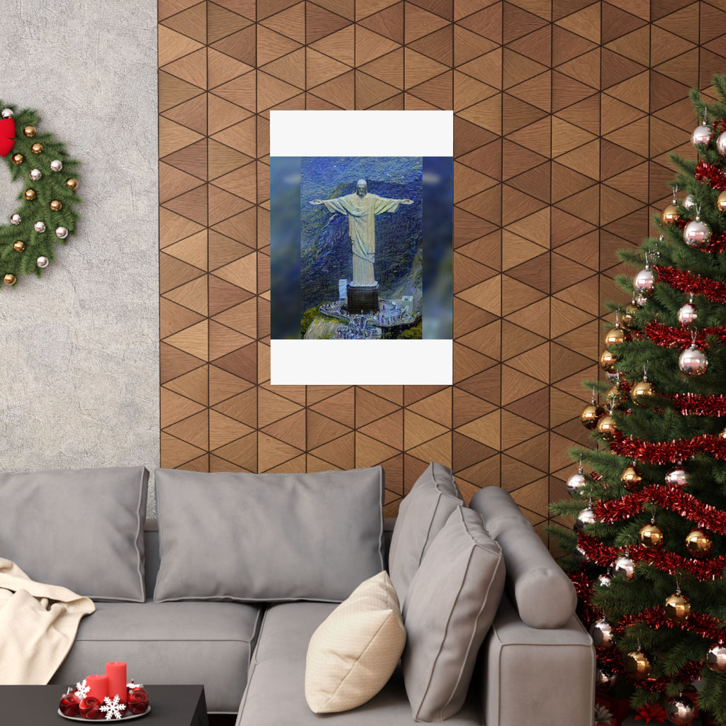 Christ the Redeemer in Starry Night Style - Art Poster Print