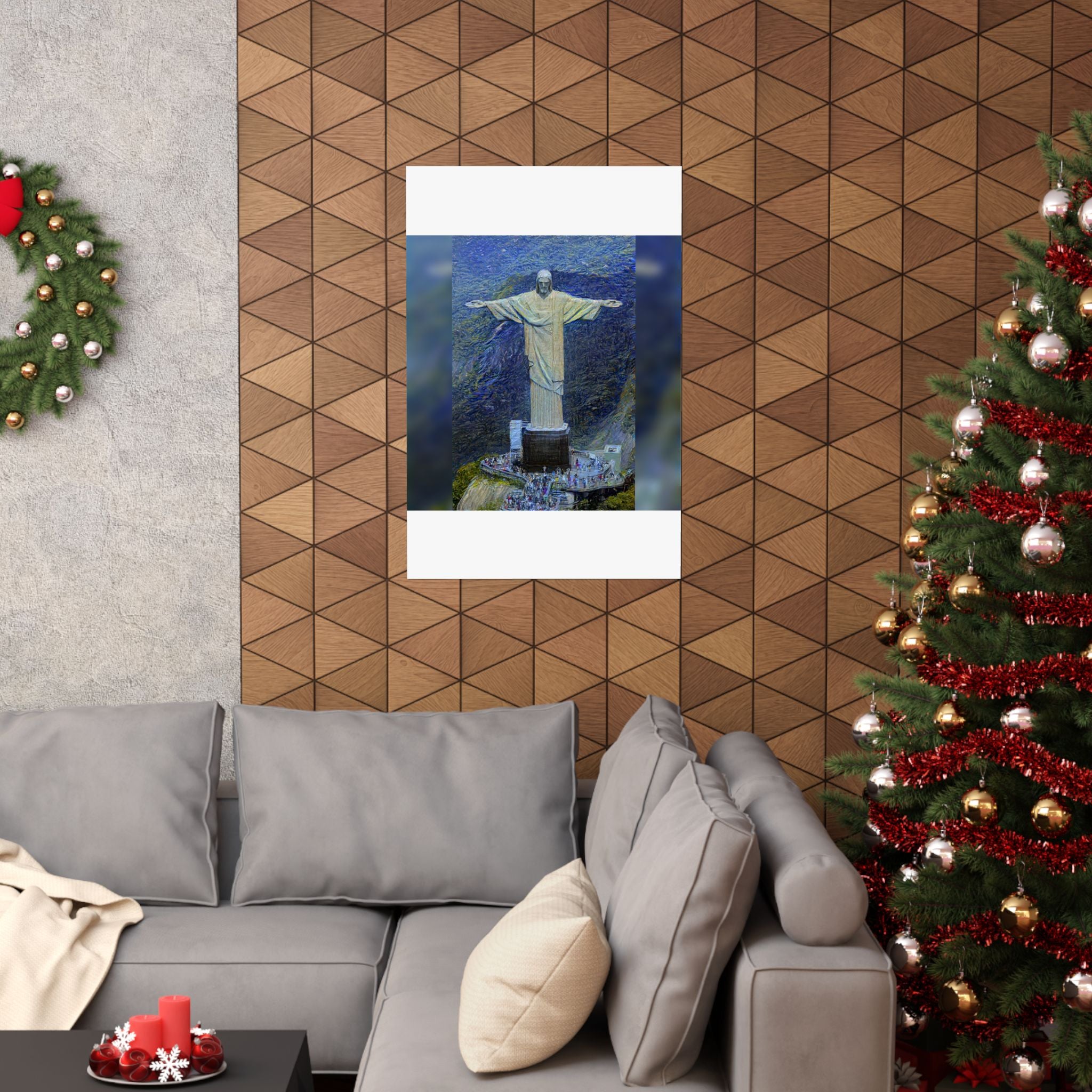 Christ the Redeemer in Starry Night Style - Art Poster Print