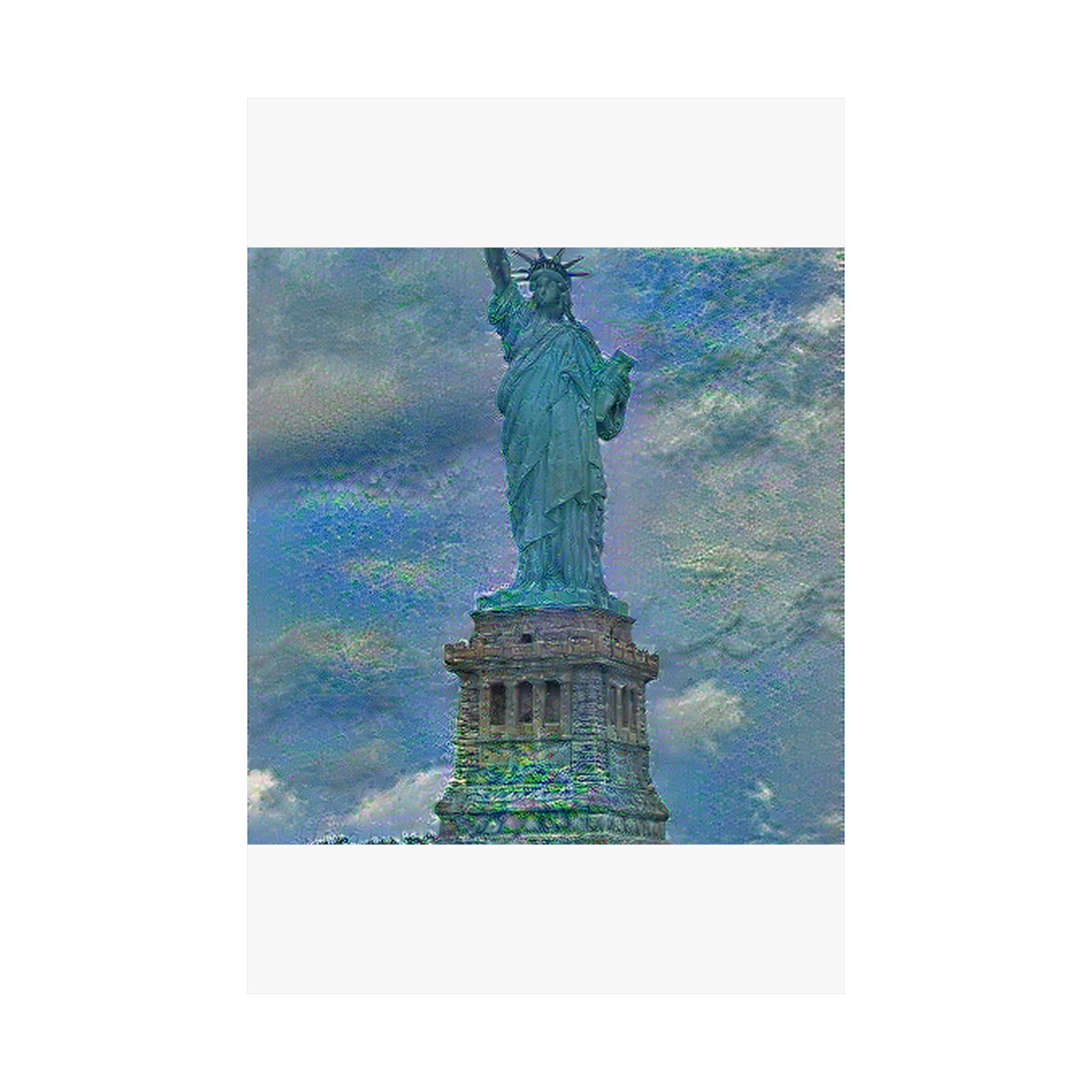 Statue Of Liberty in Water Lilies Style - Poster Print