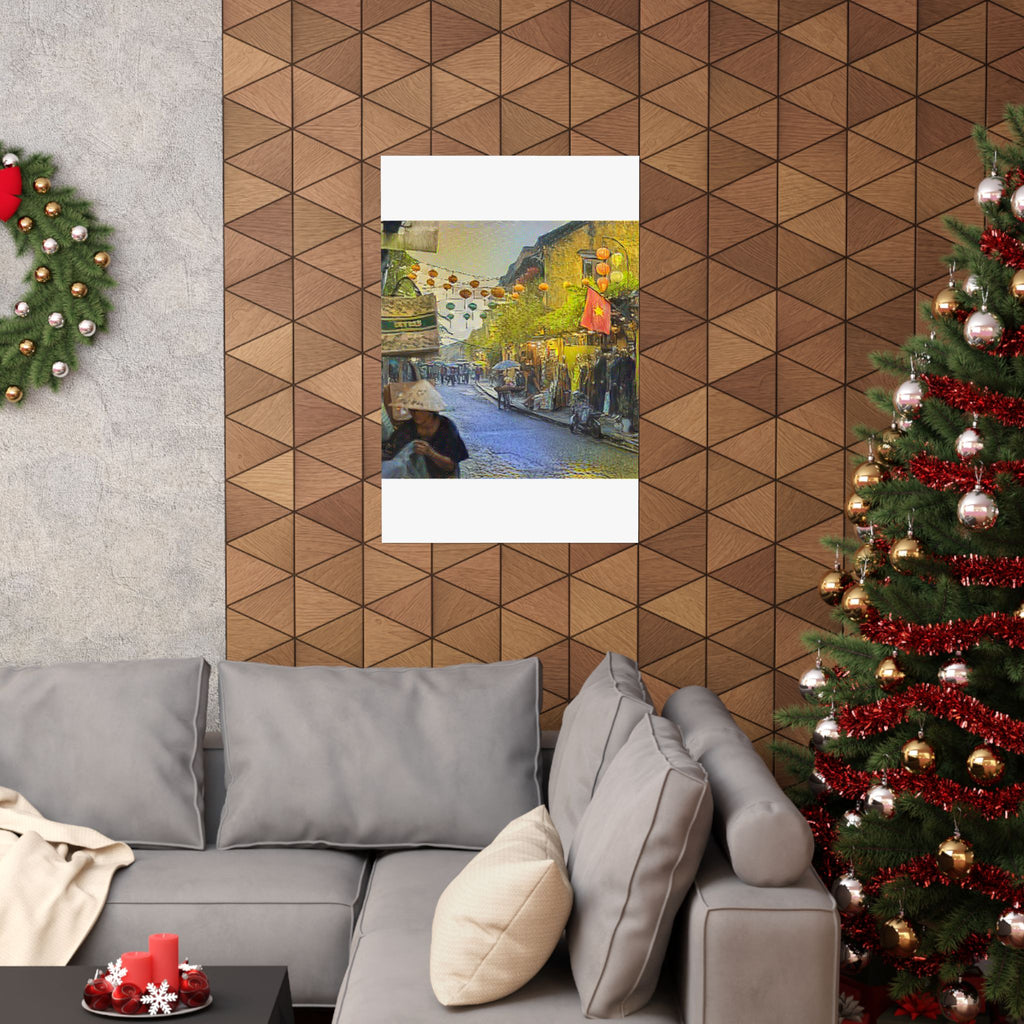 Hoi An Ancient Town in Cafe Terrace at Night Style | Vincent van Gogh Inspired Art