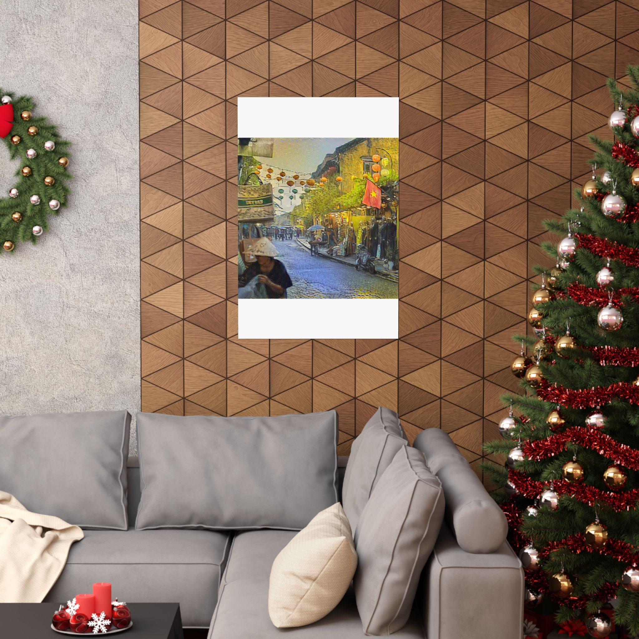 Hoi An Ancient Town in Cafe Terrace at Night Style | Vincent van Gogh Inspired Art