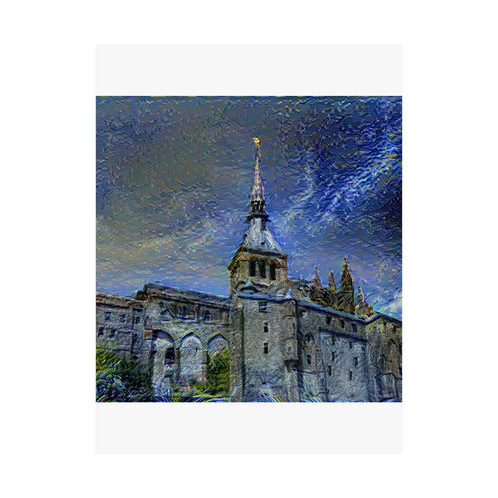 Mont Saint-Michel in Starry Night Style | Vincent van Gogh Inspired Art
