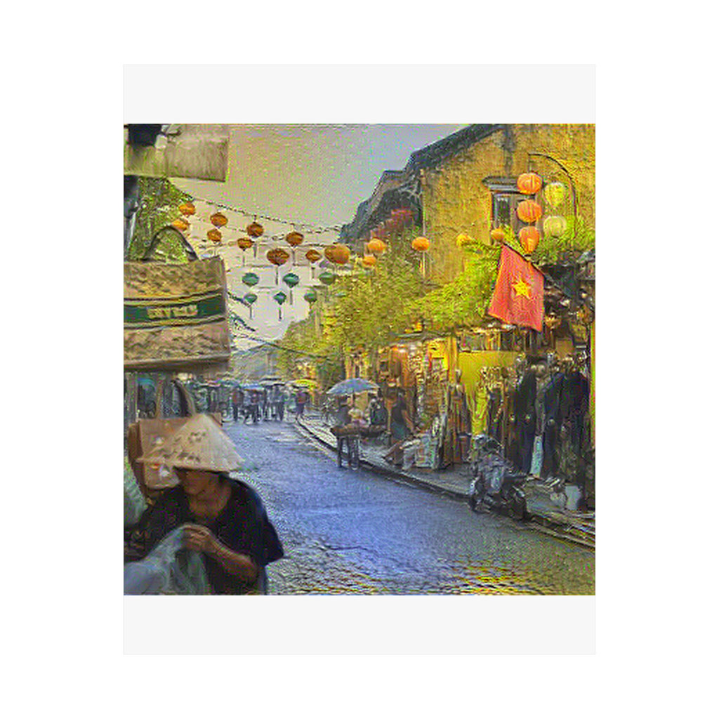 Hoi An Ancient Town in Cafe Terrace at Night Style | Vincent van Gogh Inspired Art