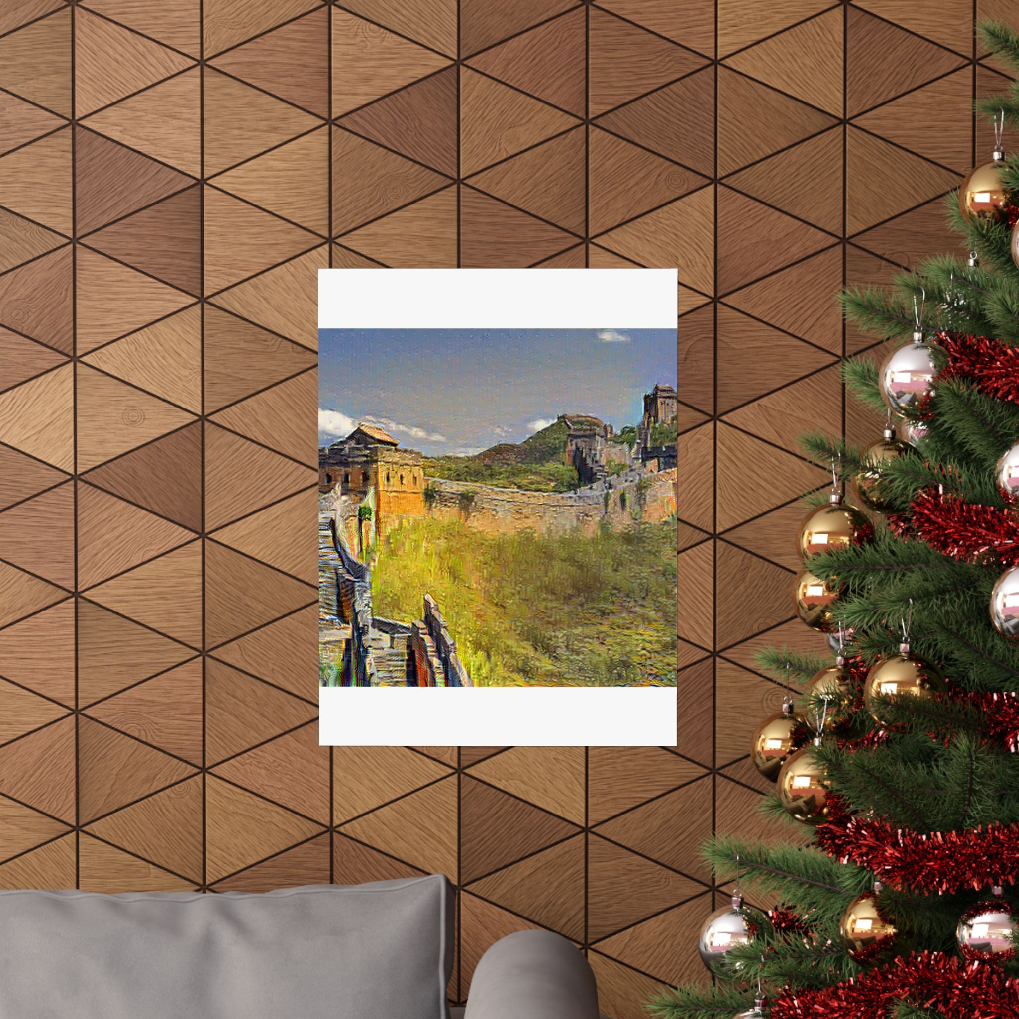 Great Wall of China in Cafe Terrace at Night Style | Vincent van Gogh Inspired Art