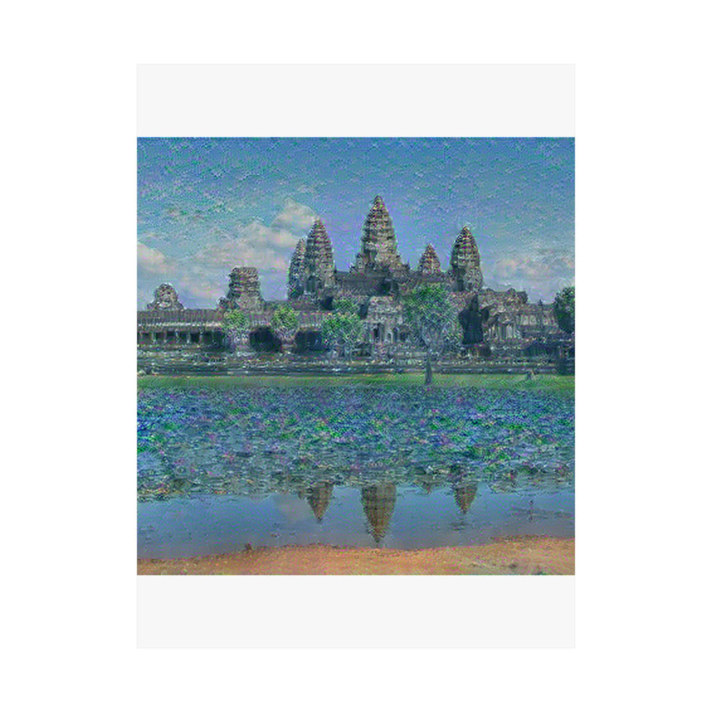 Angkor Wat in Water Lilies Style | Claude Monet Inspired Art