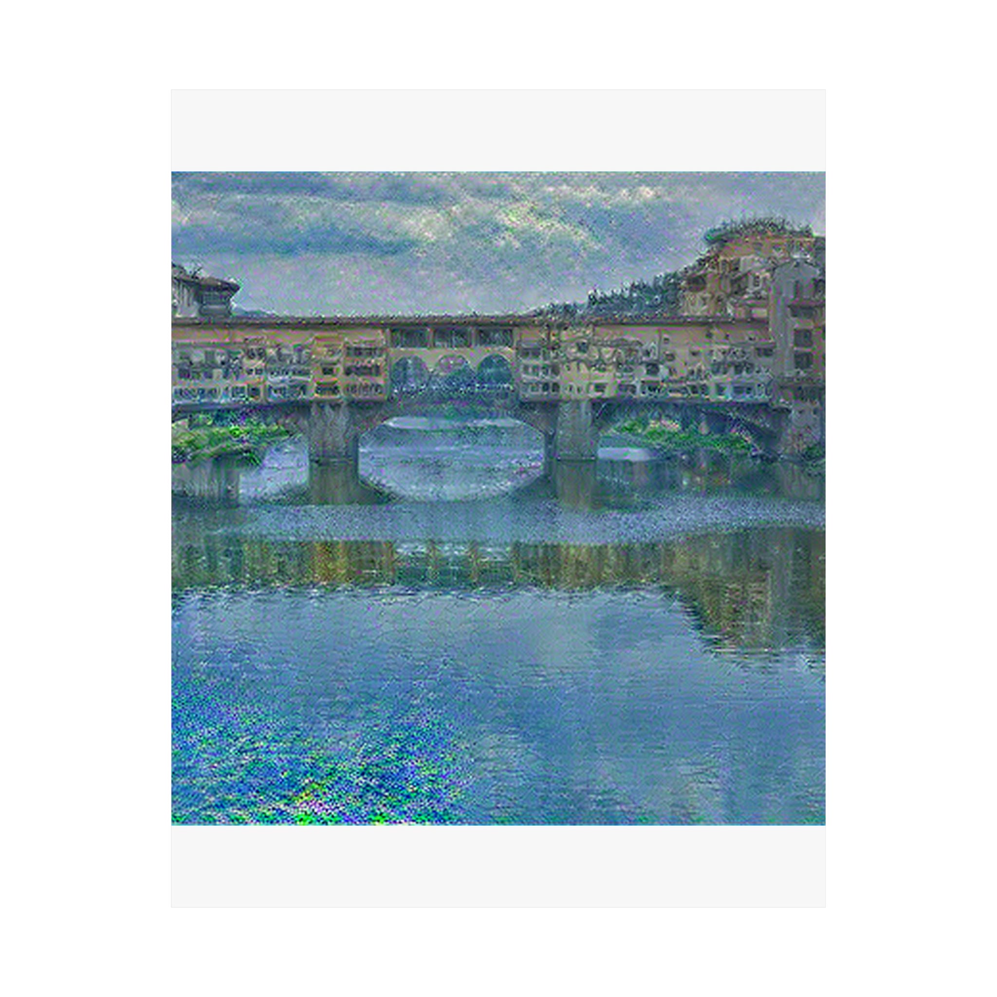 Ponte Vecchio in Water Lilies Style | Claude Monet Inspired Art