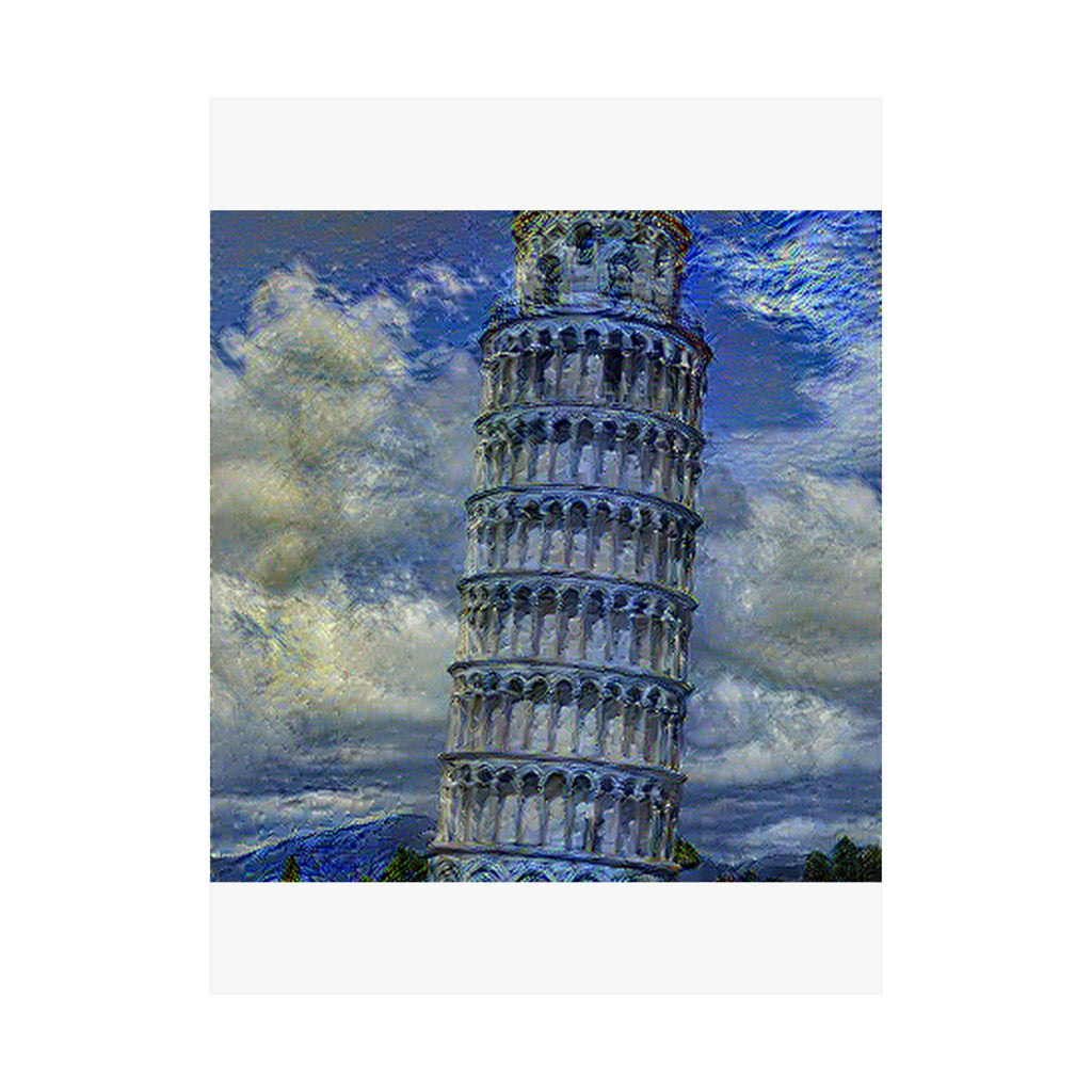Tower Of Pisa in Starry Night Style - Poster Print