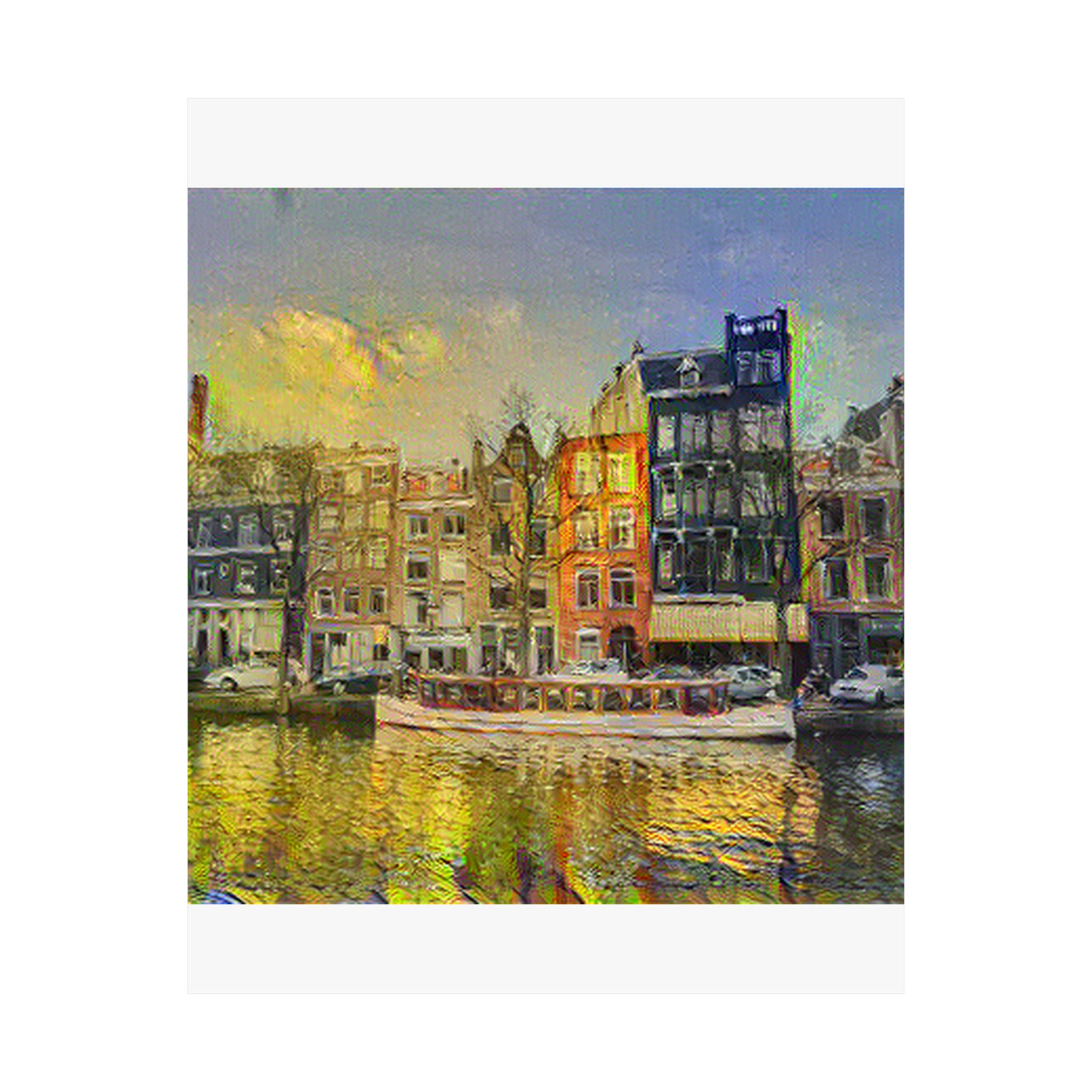 Amsterdam Canal Ring in Cafe Terrace at Night Style | Vincent van Gogh Inspired Art