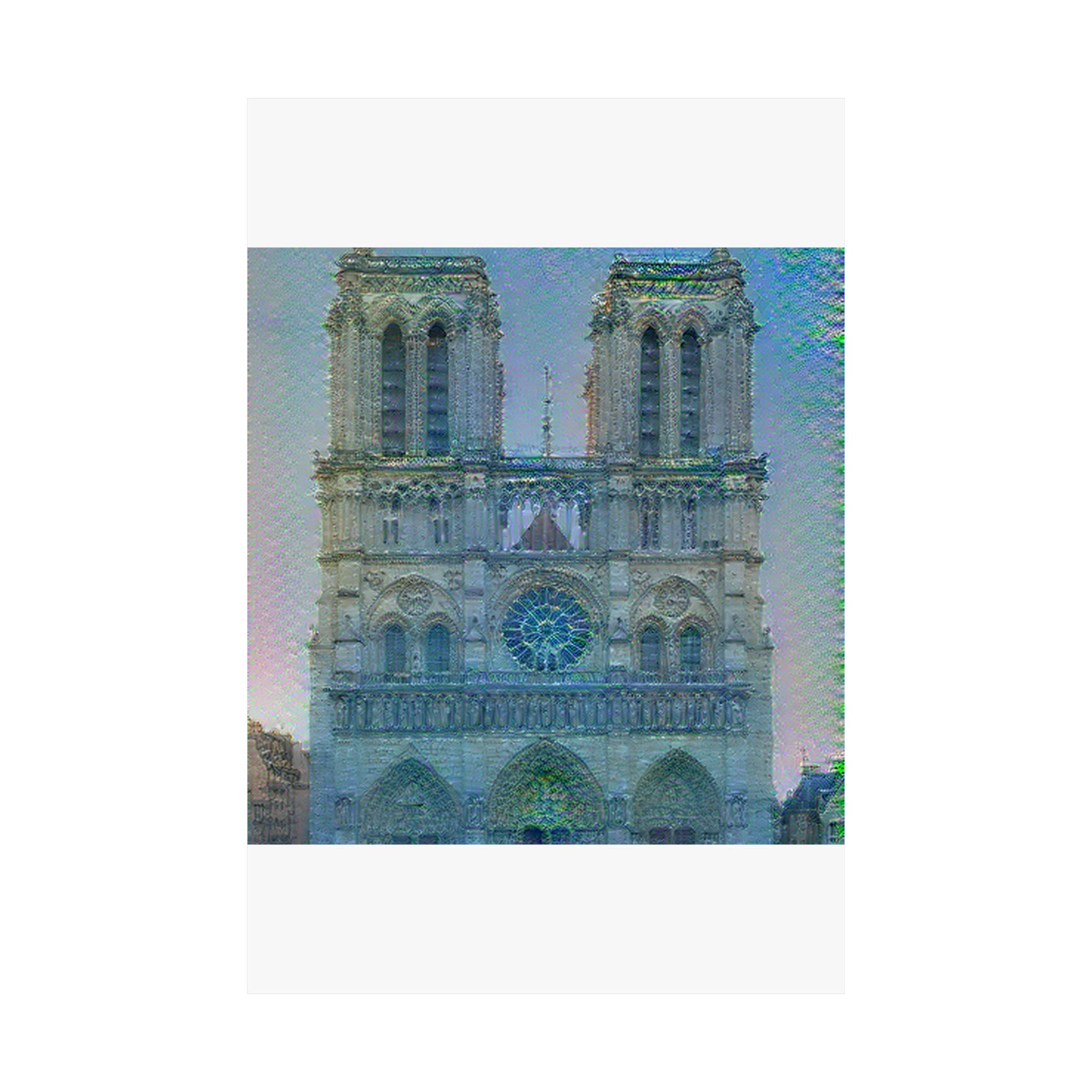 Notre Dame in Water Lilies Style - Poster Print