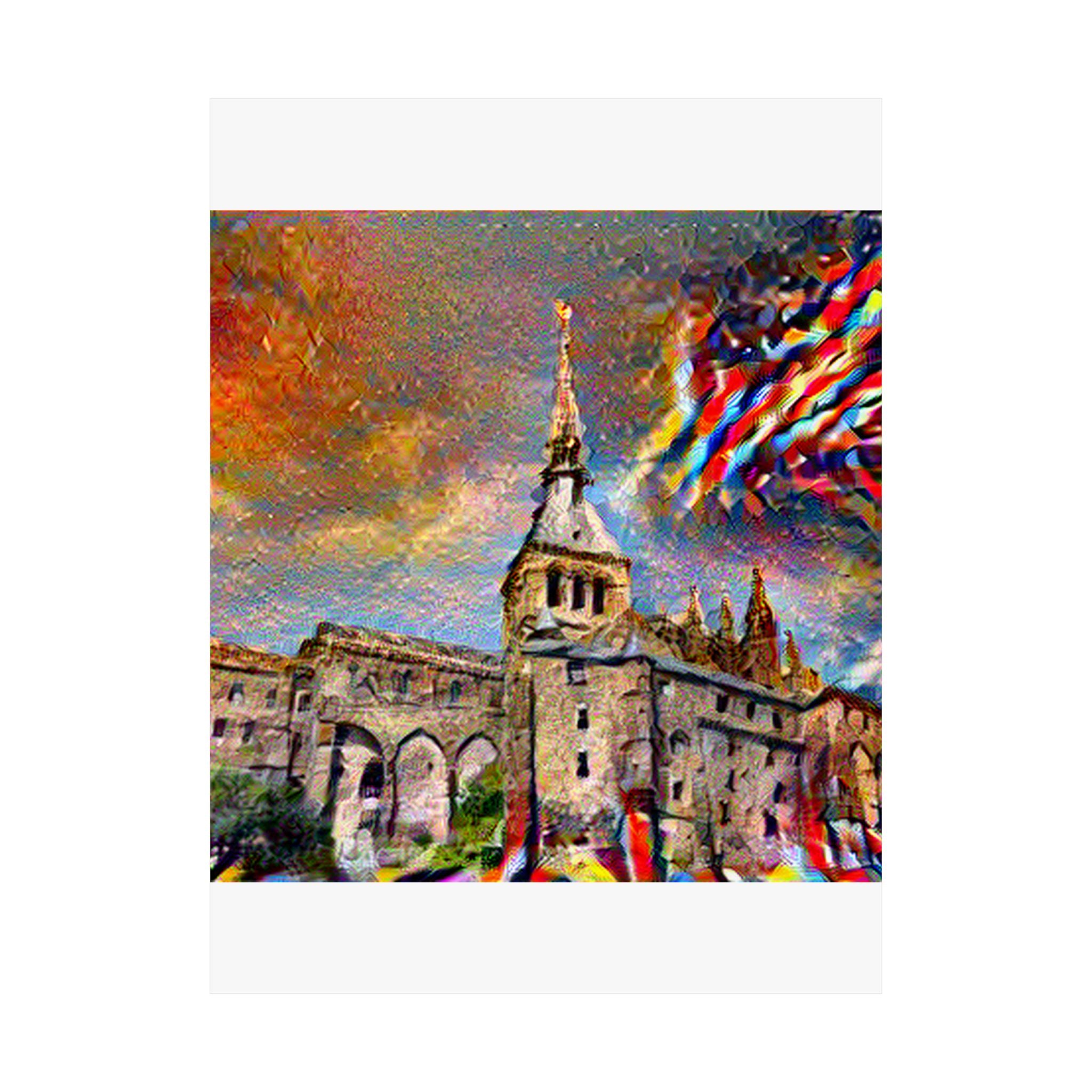 Mont Saint-Michel in Composition VII Style | Wassily Kandinsky Inspired Art