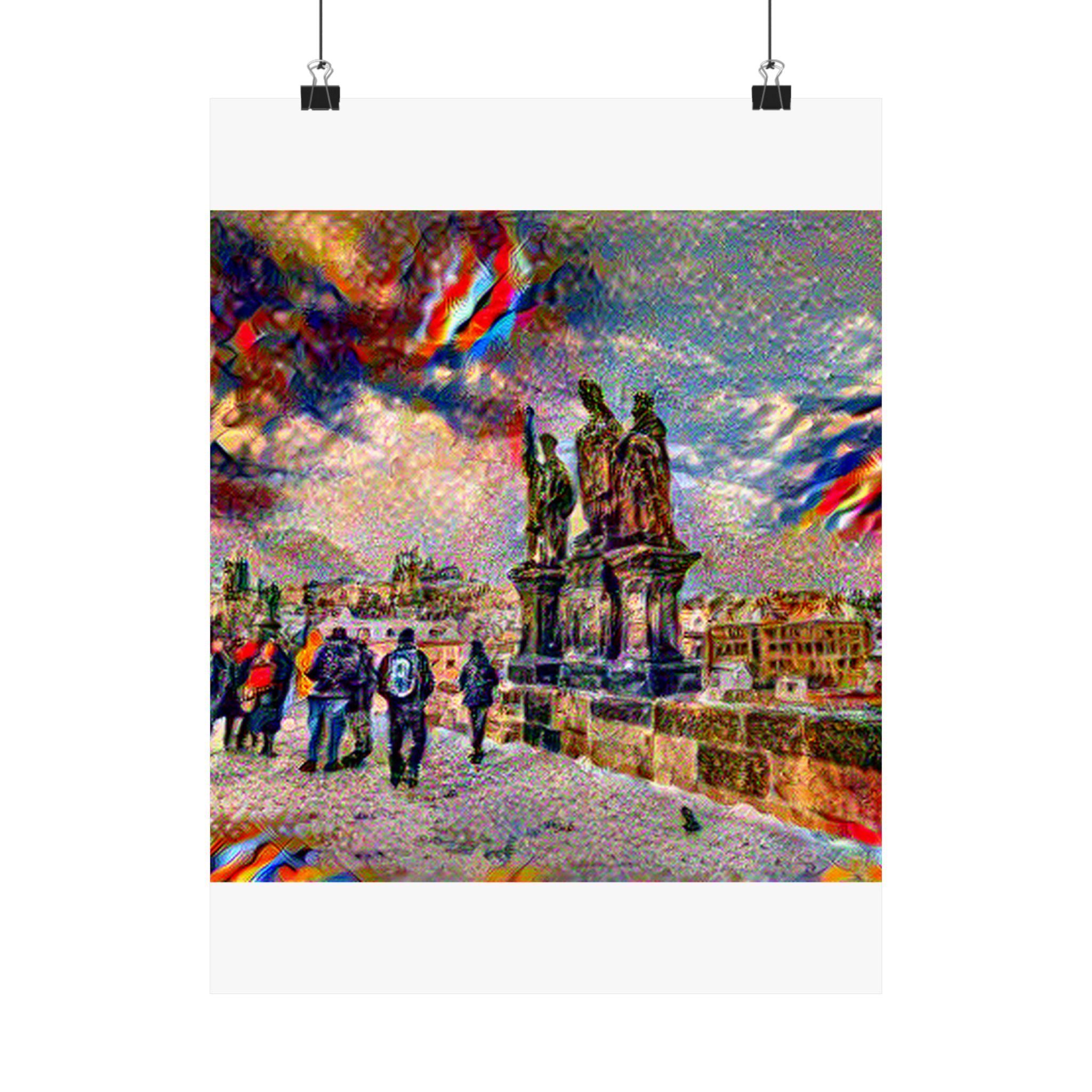 Charles Bridge in Composition VII Style | Wassily Kandinsky Inspired Art