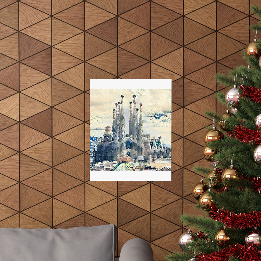 Sagrada Familia in Great Wave Style - Poster Print
