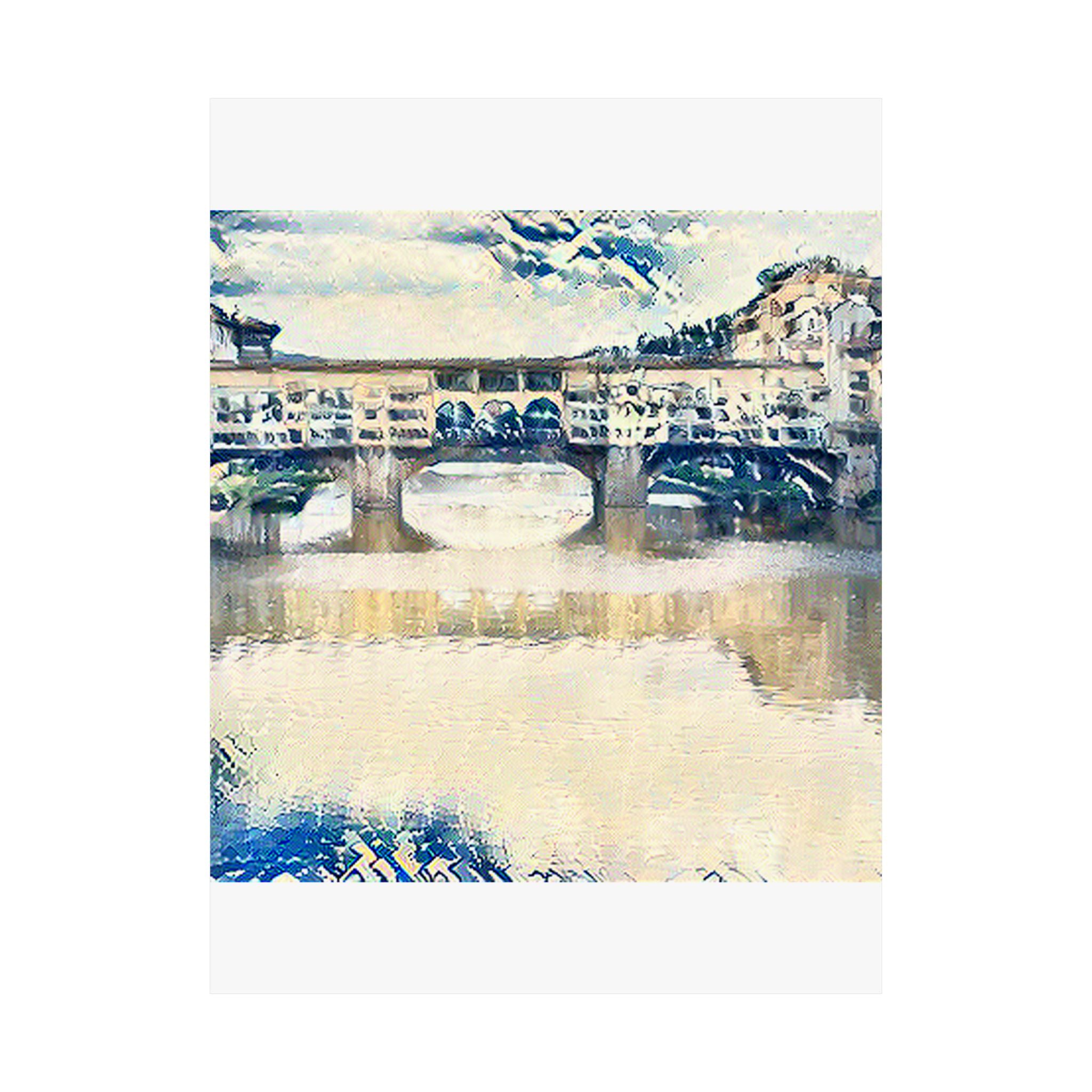 Ponte Vecchio in The Great Wave off Kanagawa Style | Katsushika Hokusai Inspired Art