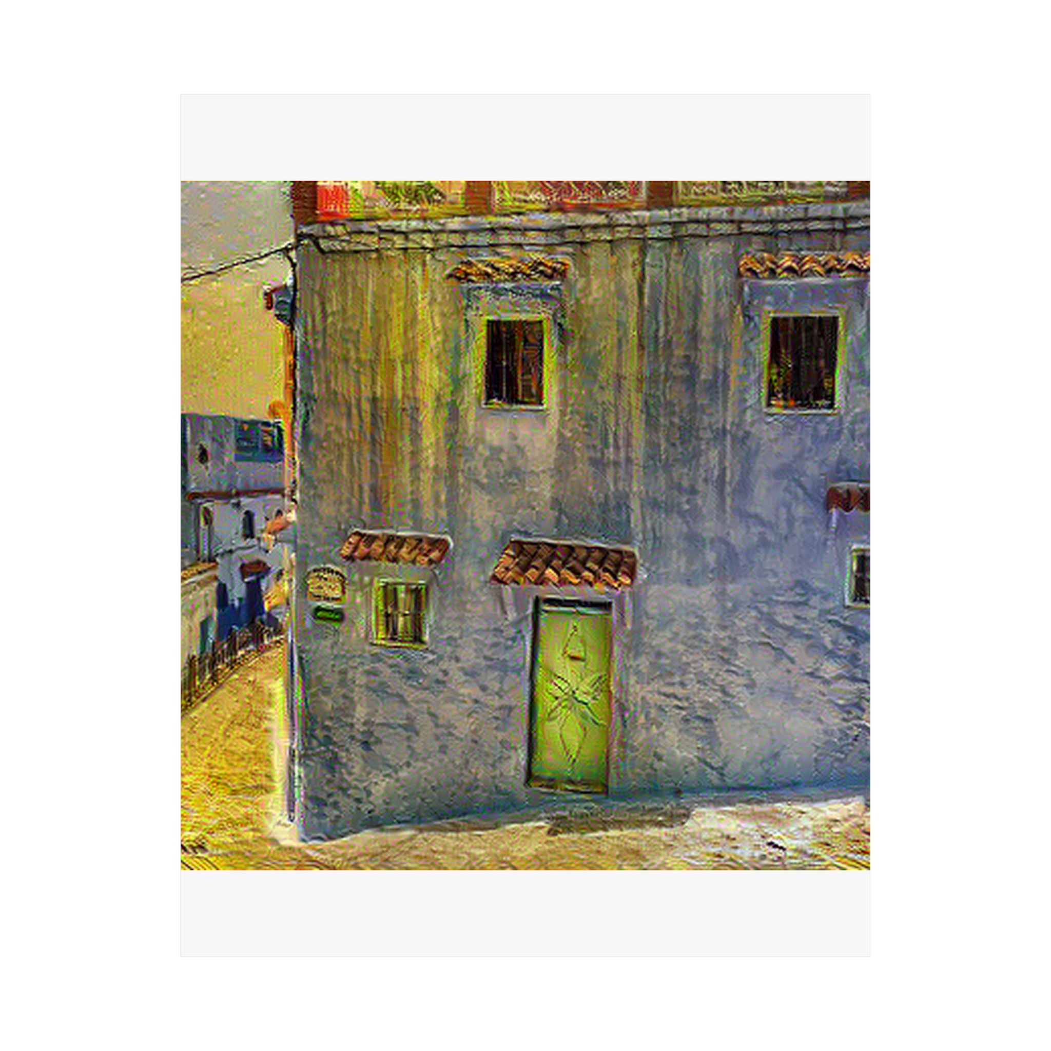 Chefchaouen in Cafe Terrace at Night Style | Vincent van Gogh Inspired Art