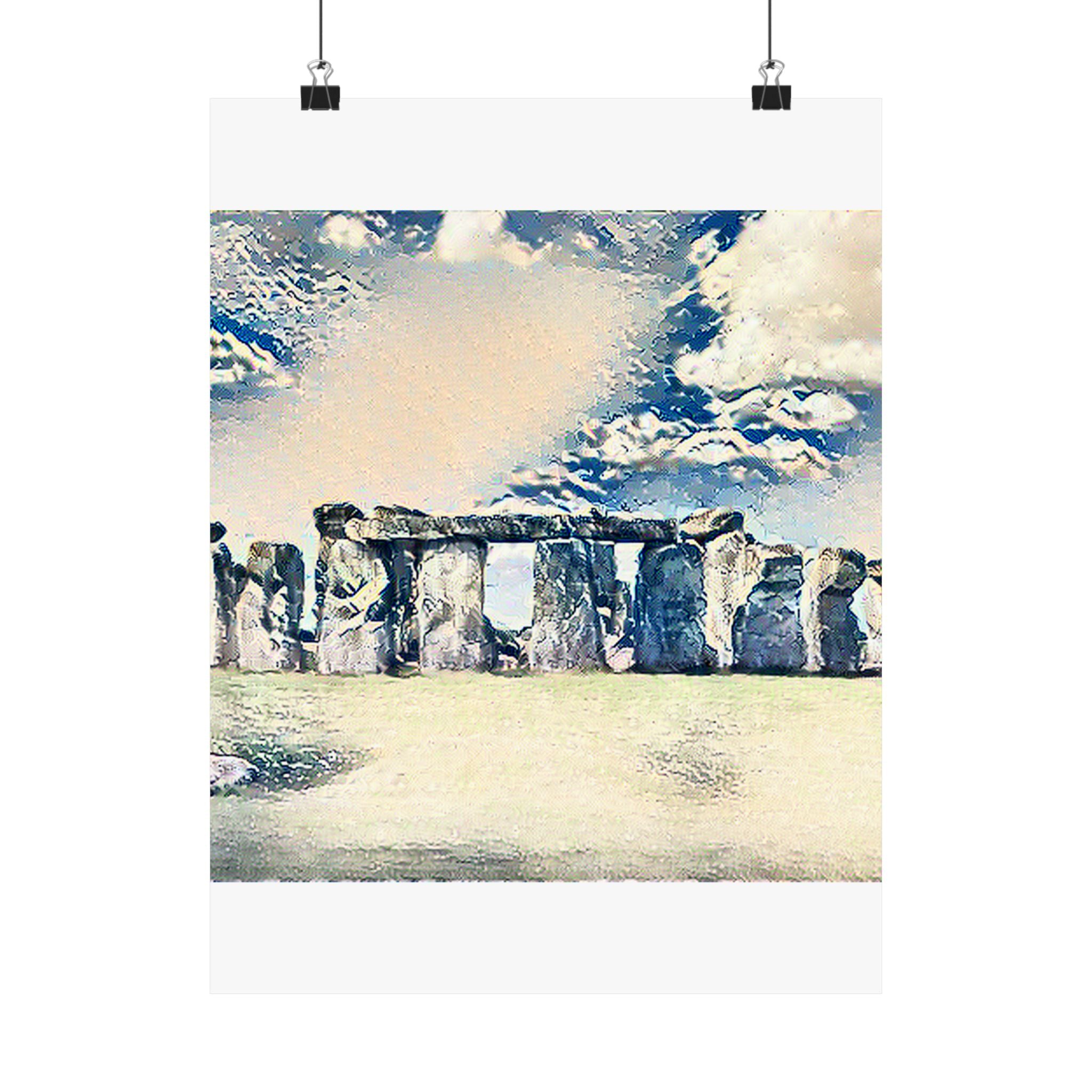 Stonehenge in Great Wave Style - Poster Print