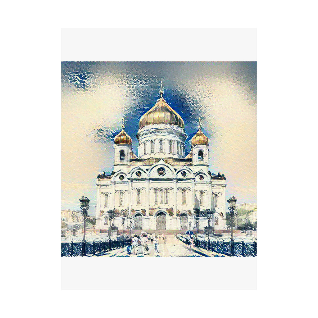 St Basils in Great Wave Style - Poster Print