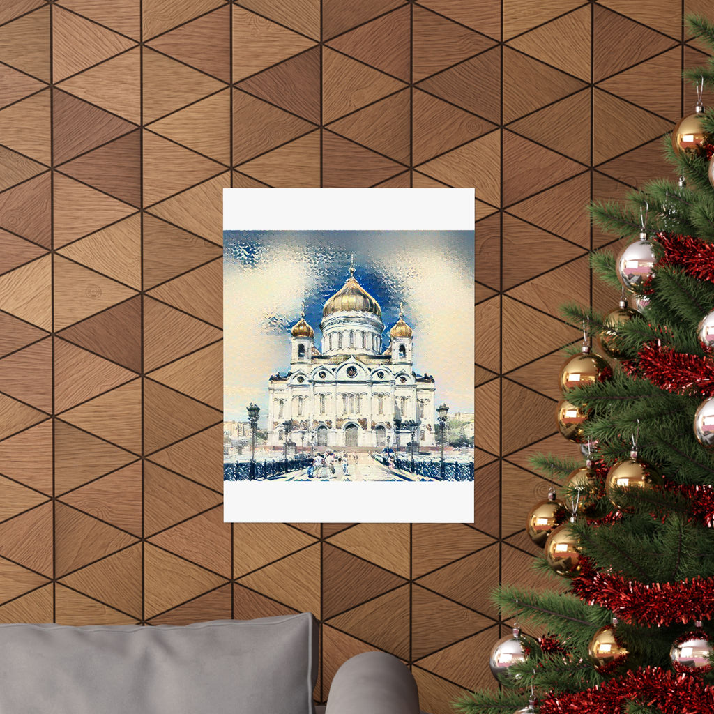 St Basils in Great Wave Style - Poster Print