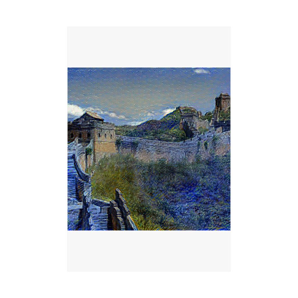 Great Wall of China in Starry Night Style | Vincent van Gogh Inspired Art