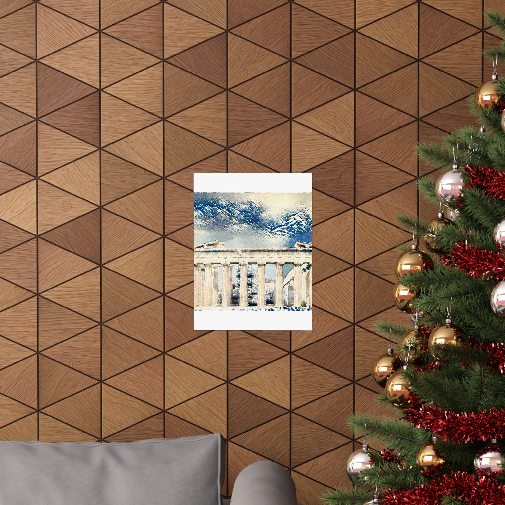 Acropolis Athens in Great Wave Style - Poster Print