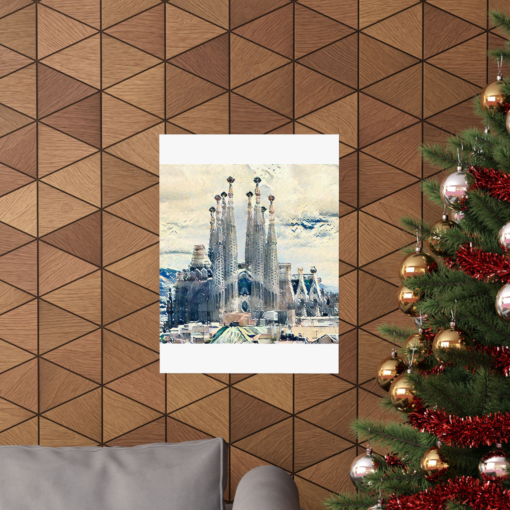Sagrada Familia in Great Wave Style - Poster Print