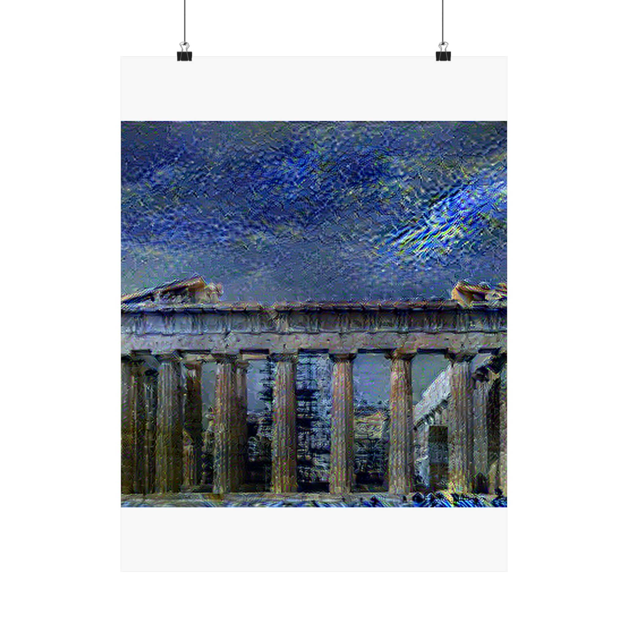 Acropolis Athens in Starry Night Style - Poster Print