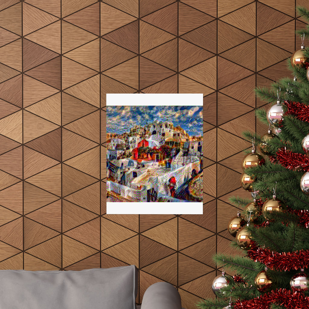 Santorini in Composition Vii Style - Poster Print