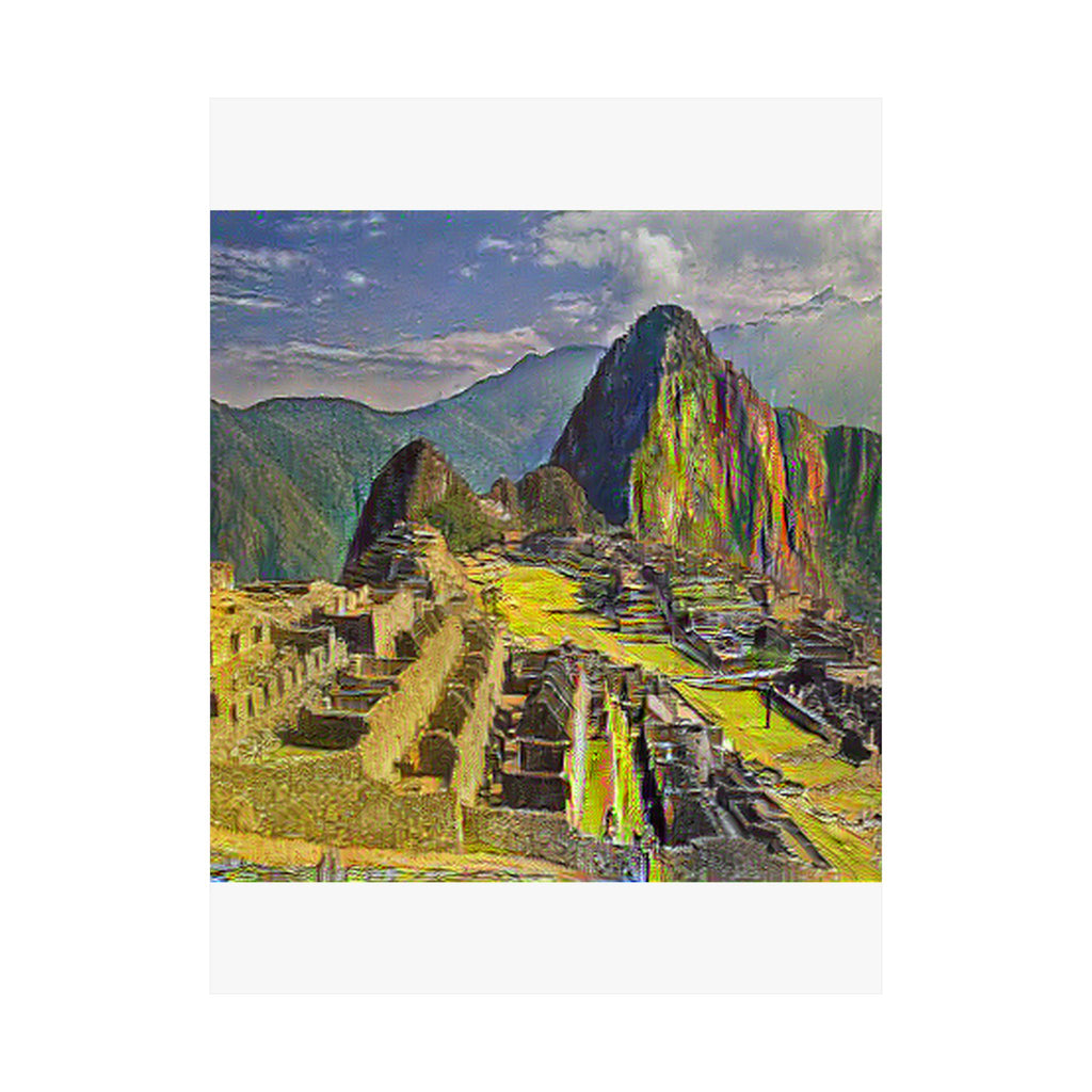 Machu Picchu in Cafe Terrace at Night Style | Vincent van Gogh Inspired Art