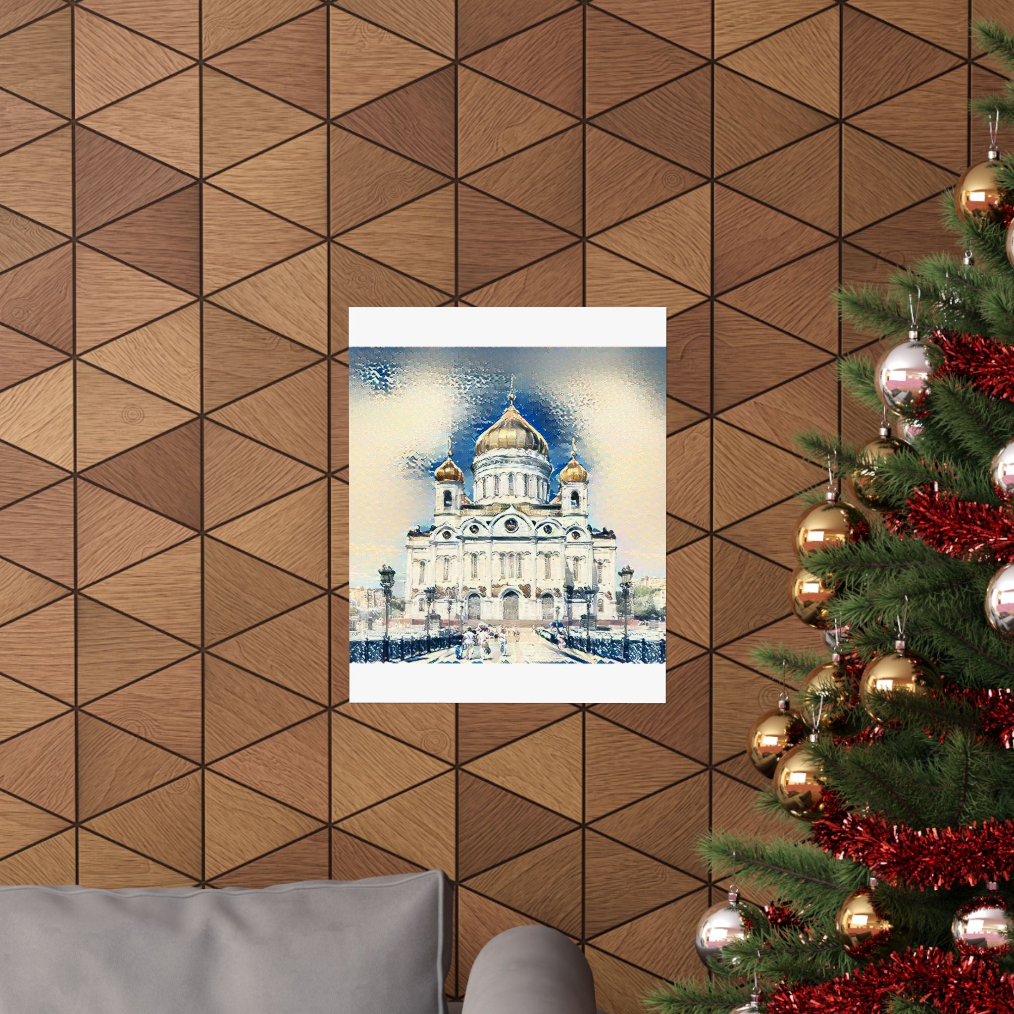 St Basils in Great Wave Style - Poster Print