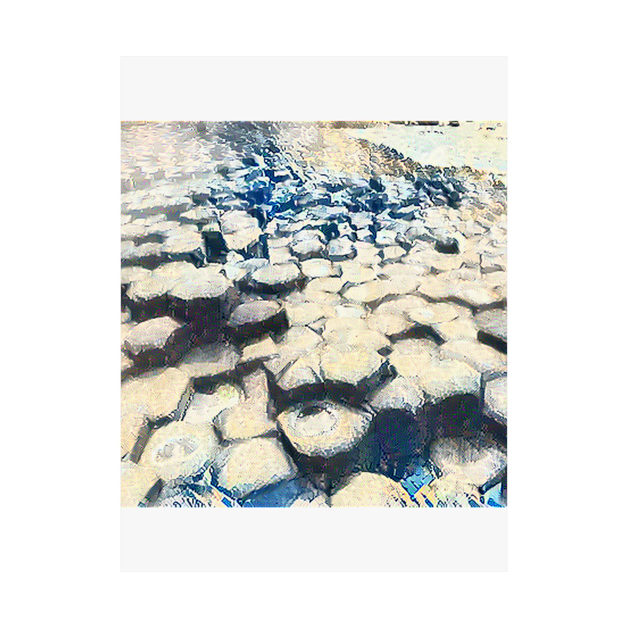 Giant's Causeway in The Great Wave off Kanagawa Style | Katsushika Hokusai Inspired Art