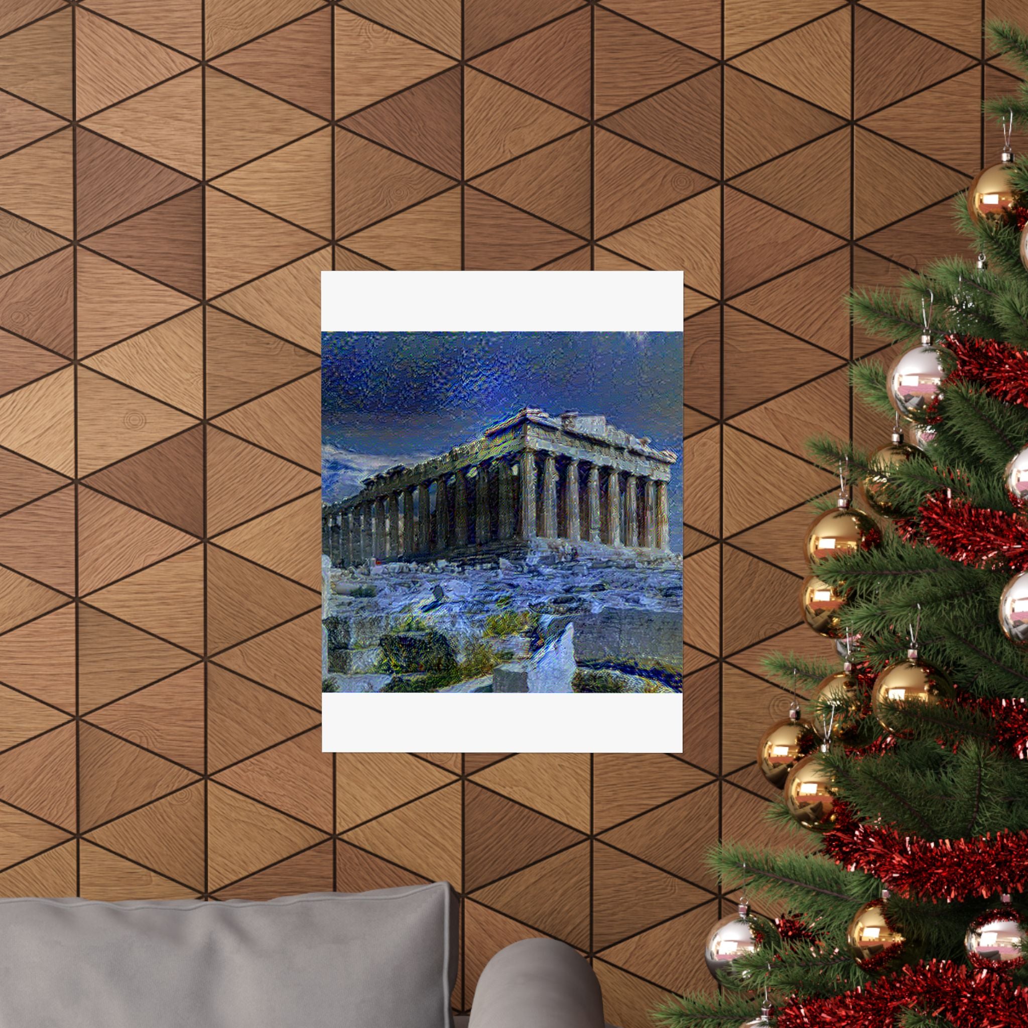 Parthenon in Starry Night Style - Poster Print