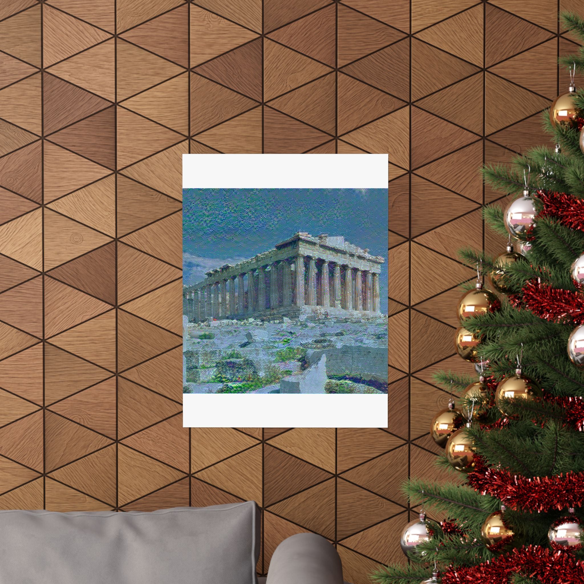 Parthenon in Water Lilies Style | Claude Monet Inspired Art
