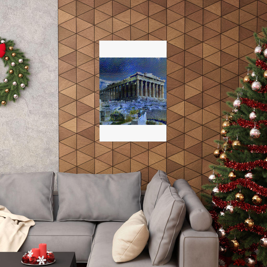 Parthenon in Starry Night Style - Poster Print
