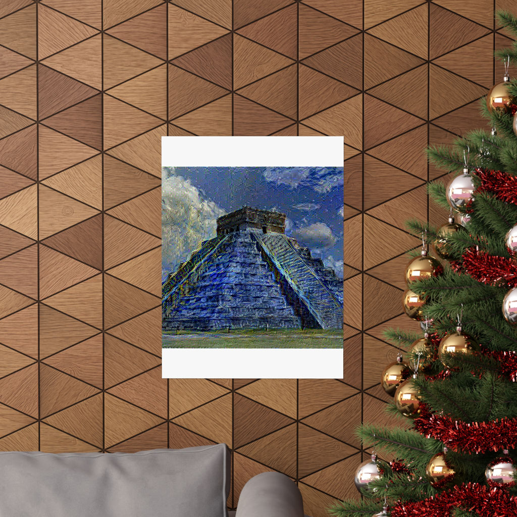 Chichen Itza in Starry Night Style | Vincent van Gogh Inspired Art