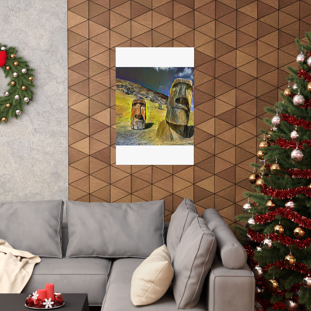 Moai in Cafe Terrace Style - Poster Print