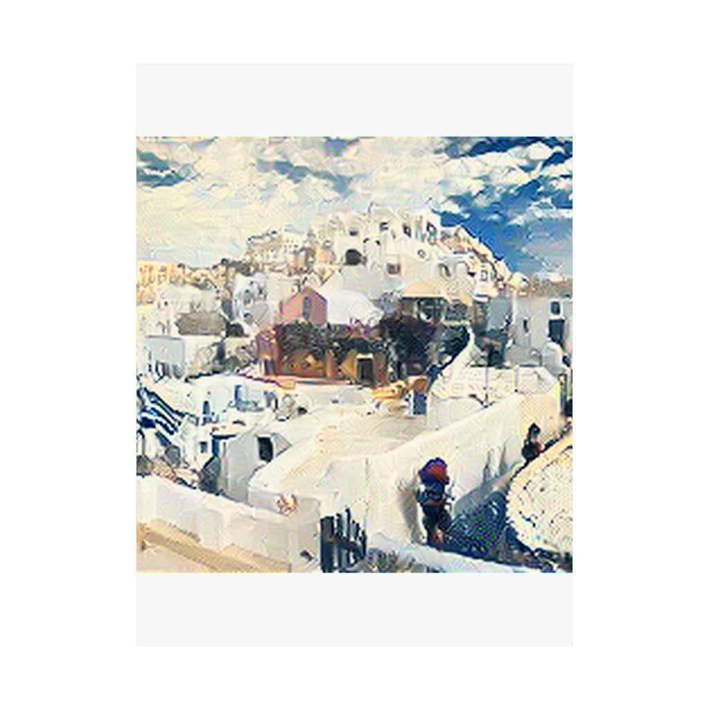 Santorini in The Great Wave off Kanagawa Style | Katsushika Hokusai Inspired Art