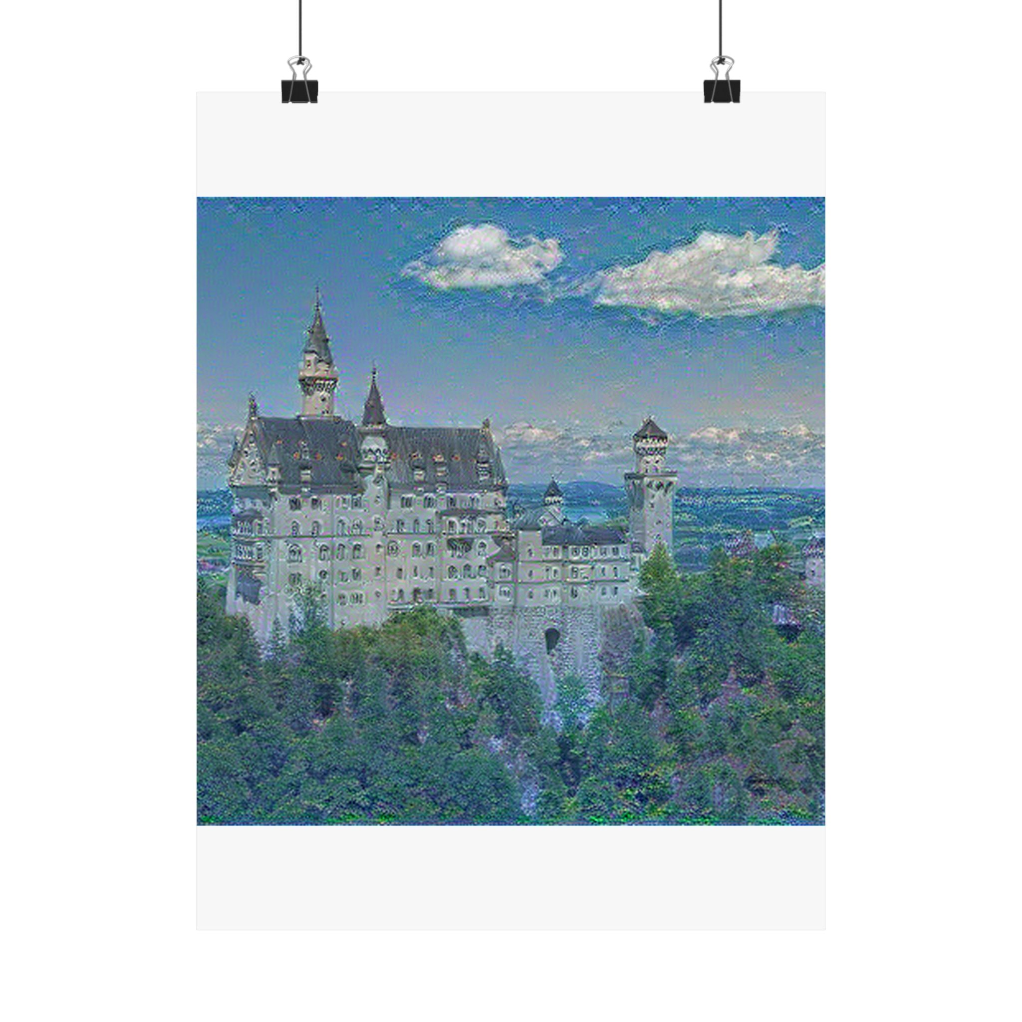 Neuschwanstein in Water Lilies Style - Poster Print