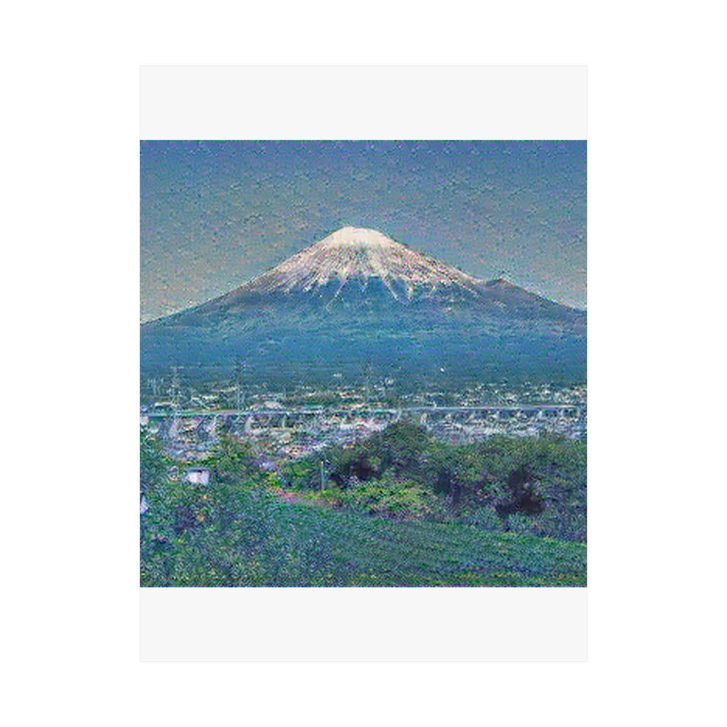 Mount Fuji in Water Lilies Style - Poster Print