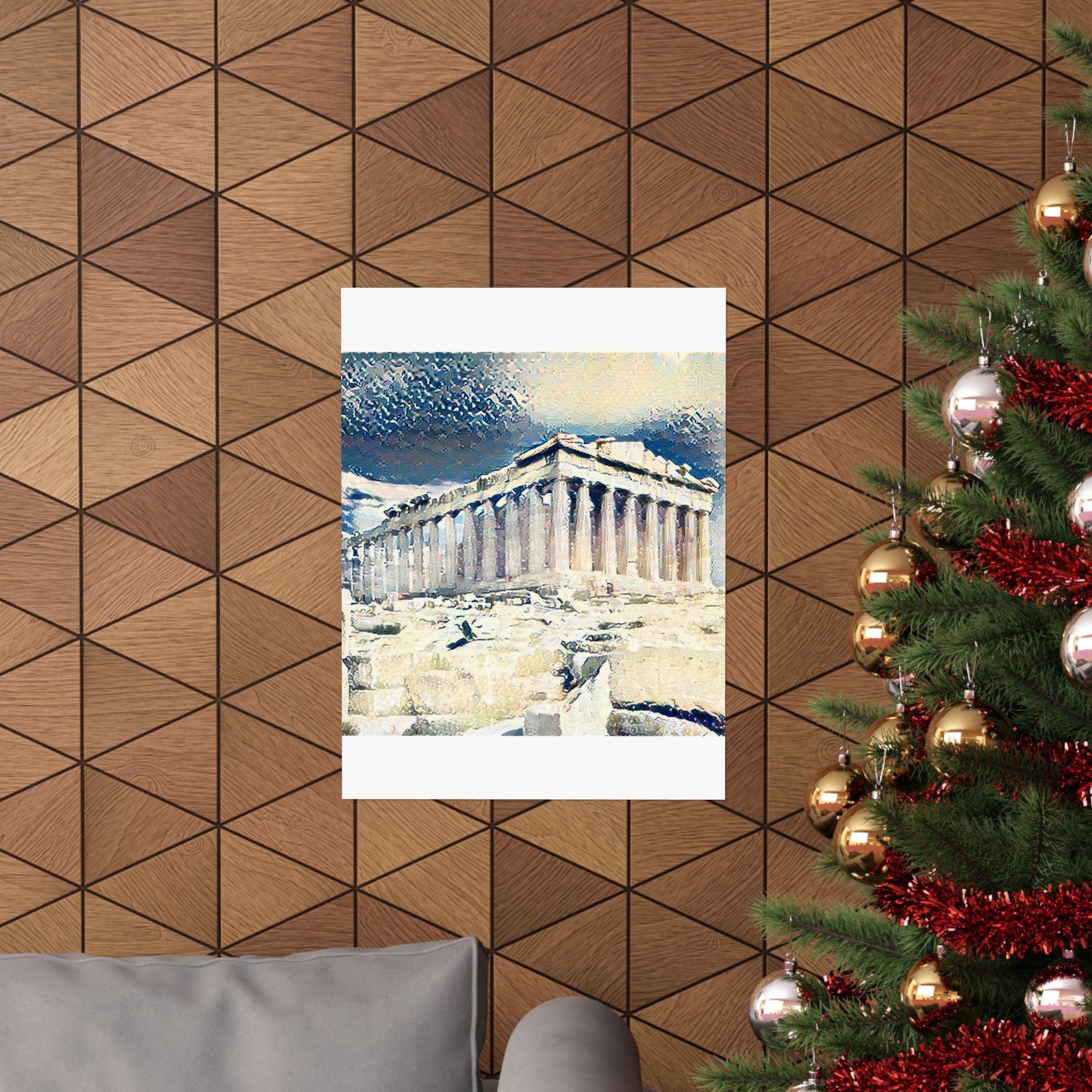 Parthenon in Great Wave Style - Poster Print