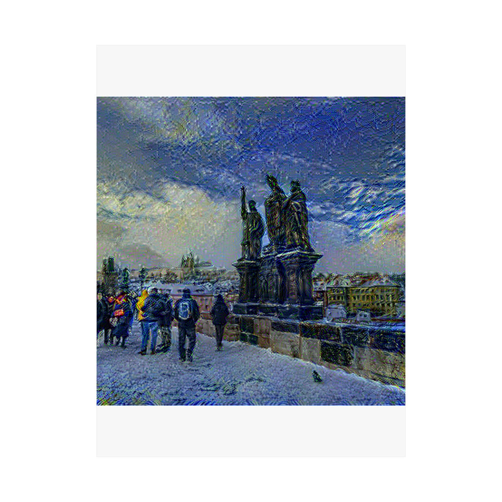 Charles Bridge in Starry Night Style | Vincent van Gogh Inspired Art