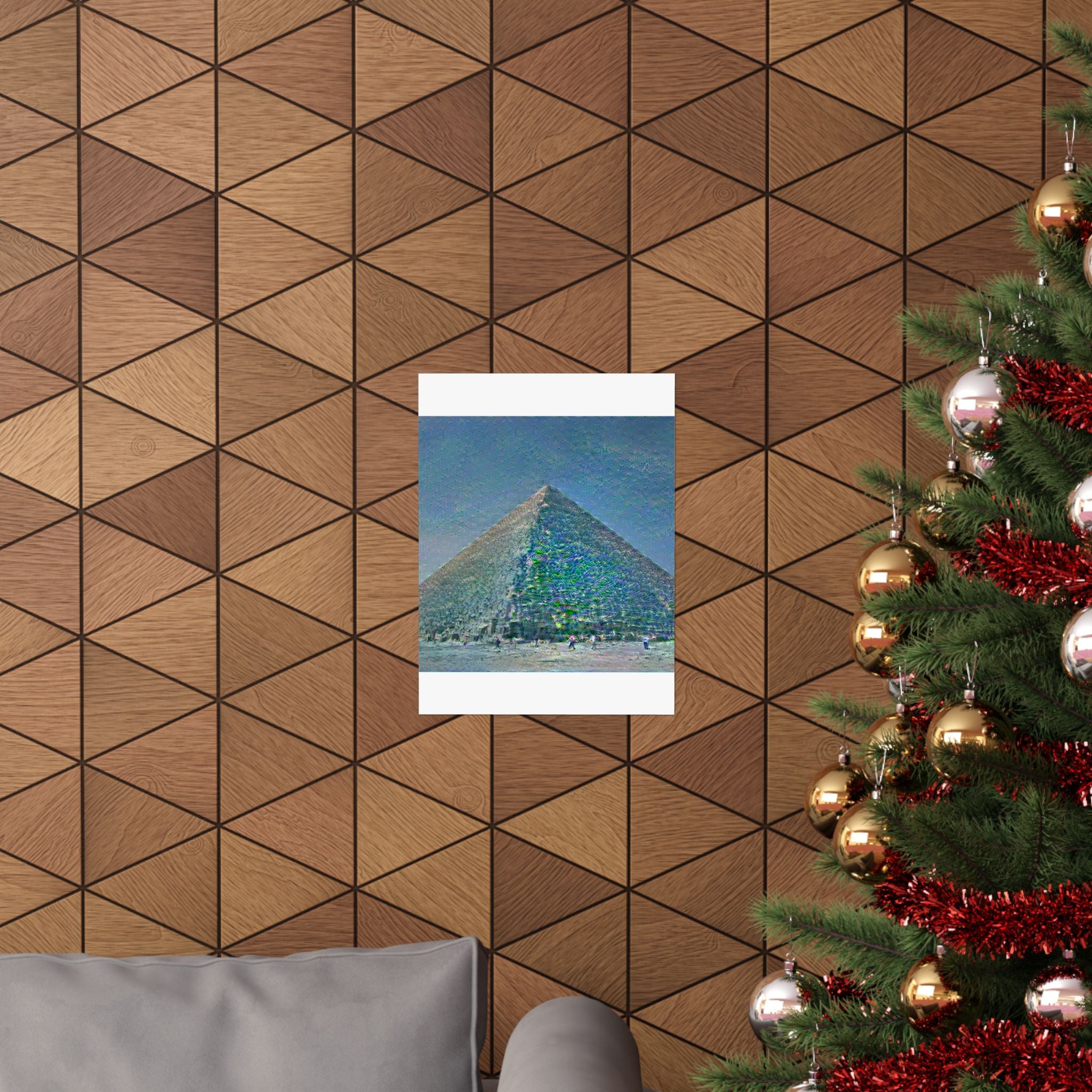 Pyramids Giza in Water Lilies Style - Poster Print