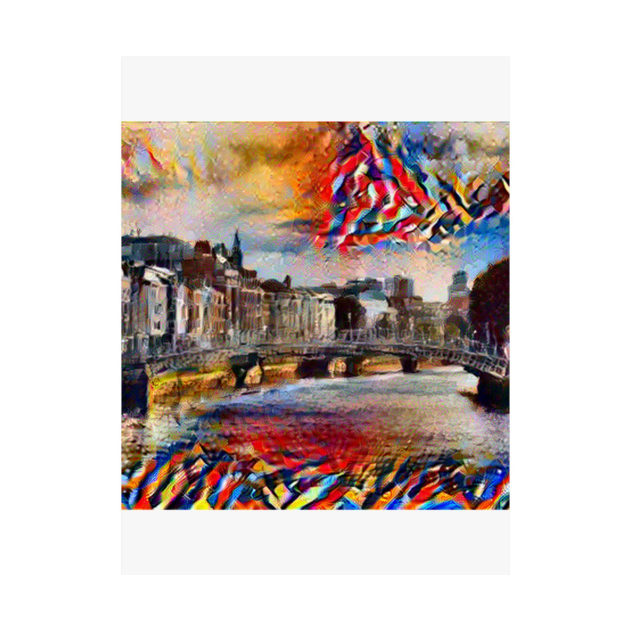 Ha'penny Bridge in Composition VII Style | Wassily Kandinsky Inspired Art