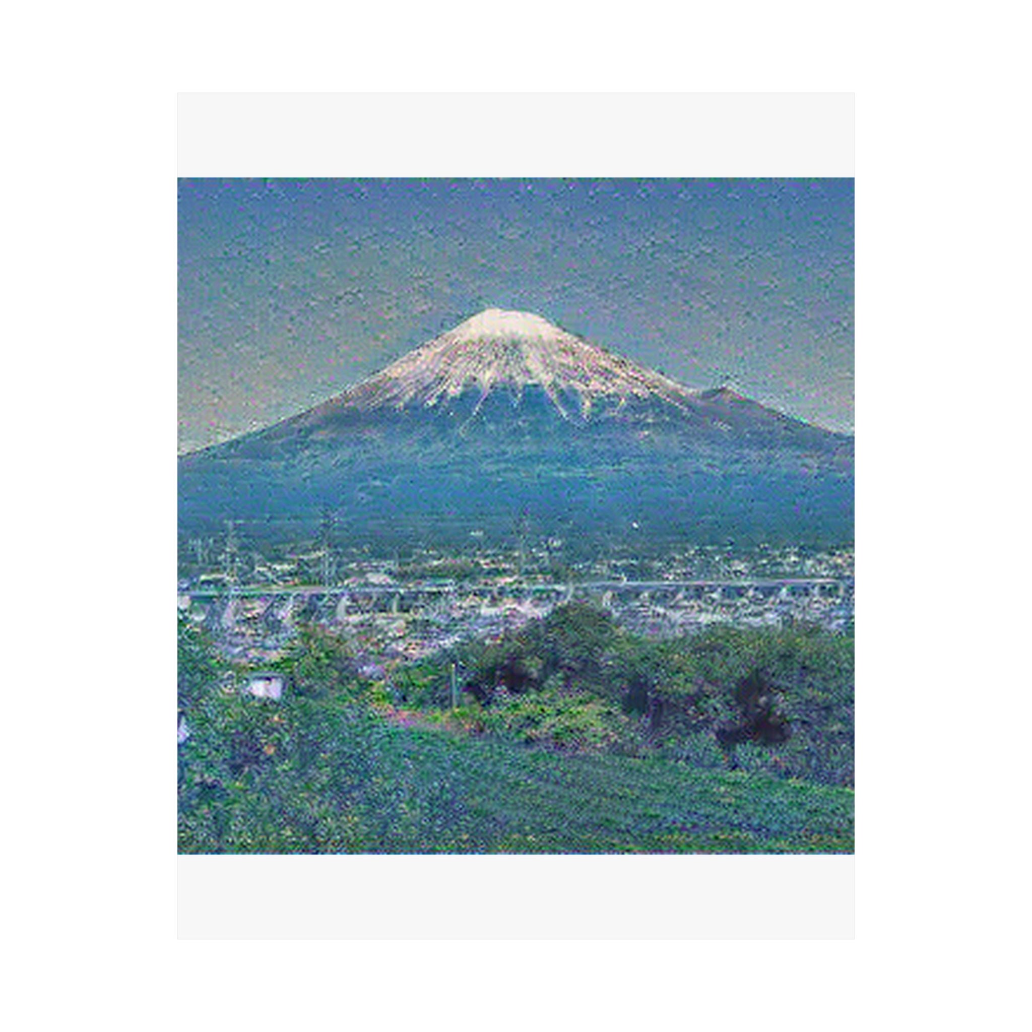Mount Fuji in Water Lilies Style - Poster Print
