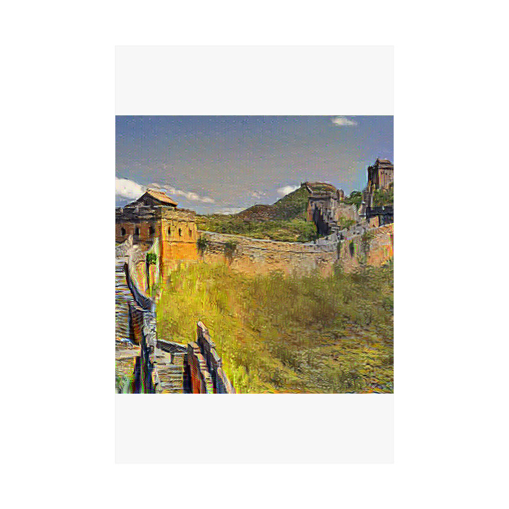 Great Wall of China in Cafe Terrace at Night Style | Vincent van Gogh Inspired Art