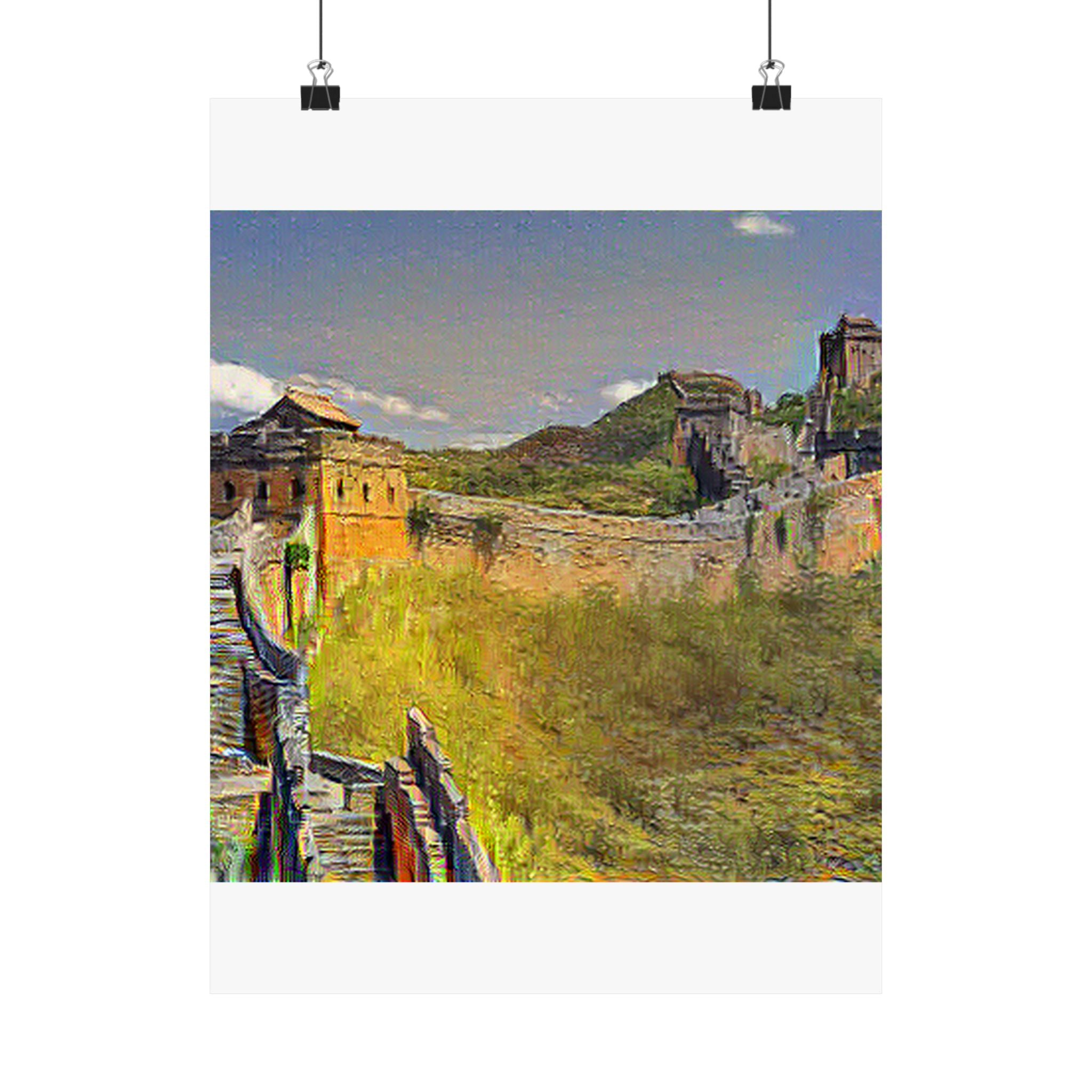Great Wall of China in Cafe Terrace at Night Style | Vincent van Gogh Inspired Art