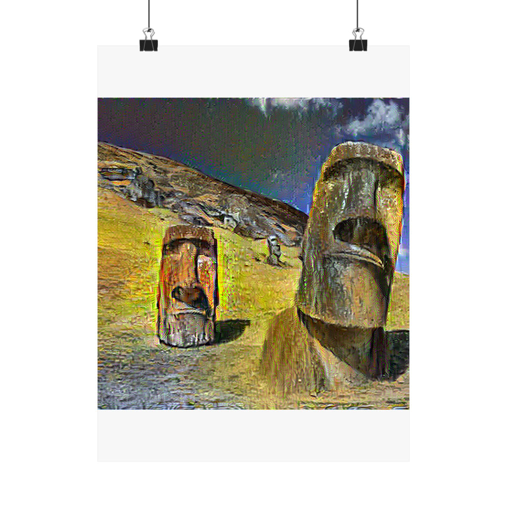 Moai in Cafe Terrace Style - Poster Print
